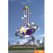 Modern Large Arts Abstract Stainless steel light ball Sculpture for Outdoor decoration